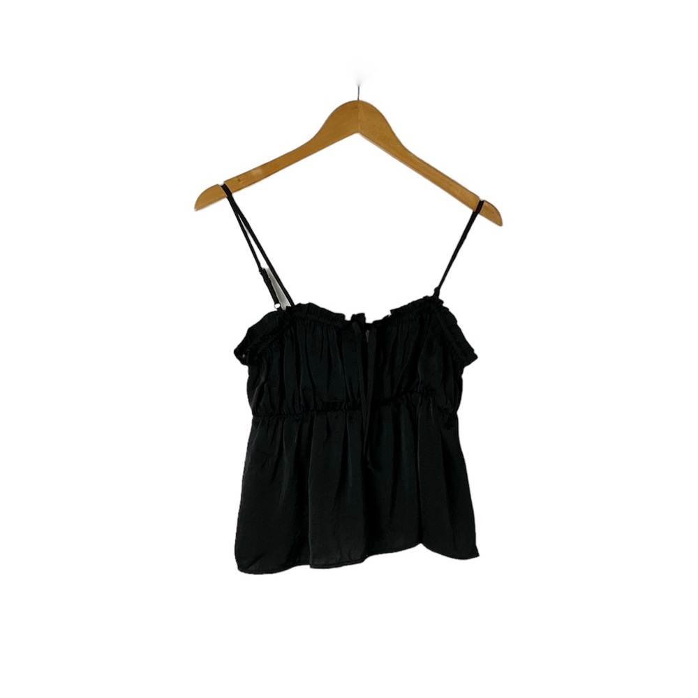 American Eagle Outfitters‎ Black Satin Cropped Cami Top Size Small